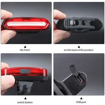 USB Įkrovimo Dviratį LED Uodegos Šviesos Dviračių Saugos Dviračių Įspėjamasis Žibintas Galinis Naktį, Kalnų Dviračių, Galinis Žibintas