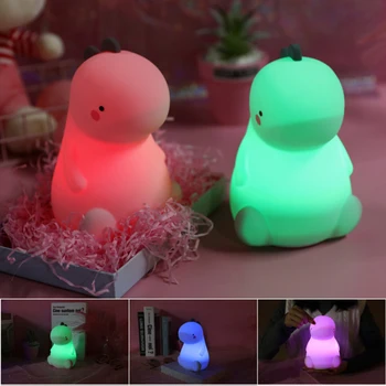 USB Įkrovimo LED Silikono Dinozaurų Naktį Lempa Vaikams Kalėdų Dovana