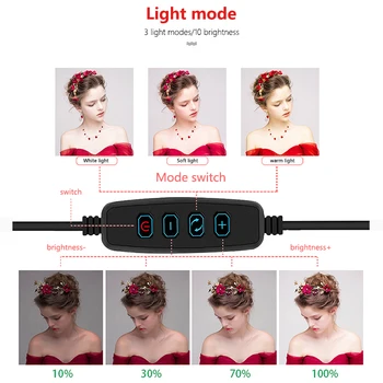 USB Žiedas Šviesiai Foto Studija Selfie LED Šviesos Žiedas Mobiliojo Telefono Laikiklis Stovėti 