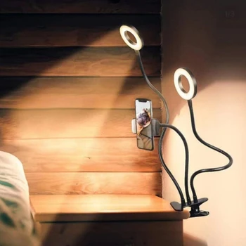 USB Žiedas Šviesiai Foto Studija Selfie LED Šviesos Žiedas Mobiliojo Telefono Laikiklis Stovėti 