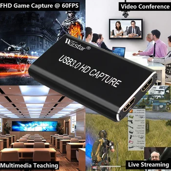 USB3.0 HDMI 1080p 60Hz Video Capture Card HDMI, USB, C /C TIPO Vaizdo Įrašymo Dėžutės Raktą Žaidimas Streaming Live Stream Transliacijos