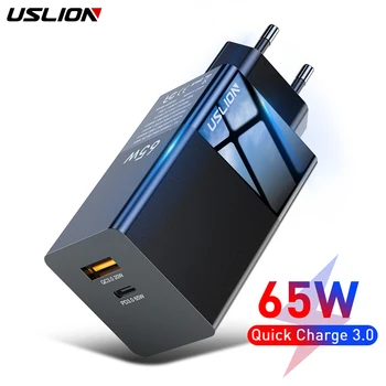 USLION GaN 65W USB C Įkroviklis Greitai Įkrauti 4.0 3.0 QC4.0 QC PD3.0 PD USB-C C Tipo Greitas USB Įkroviklis iPhone 