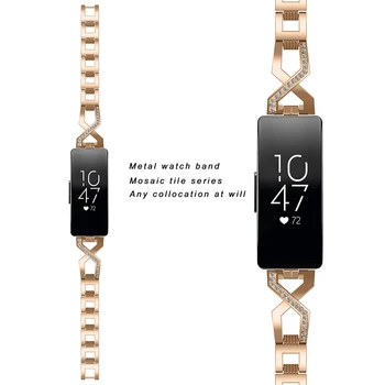 Už Fitbit Įkvėpti HR Dirželis Nerūdijančio Plieno Metalo Watch Band Moterų Papuošalai Apyrankę, Fitbit Įkvėpti Pakeitimo Juosta Pulsera