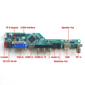 Už LTN154X7-L02/L03 LCD panelė T. V56 valdiklio plokštės Nuotolinio+Inverter+klaviatūra 1CCFL 30Pin LVDS VGA, AV, USB 