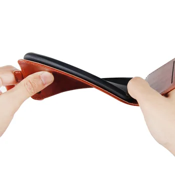 Už OnePlus 7 Atveju PU Oda Atveju Padengti OnePlus 7 Telefonas Pu Odos Vertikalus Flip Telefonas Atvejų