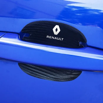 Už Renault Koleos Kadjar Scenic Megane Sandero Grand QM5 6 4Pcs Anglies Pluošto, Automobilių Durų Rankena Nulio Raštas Odos Lipdukai