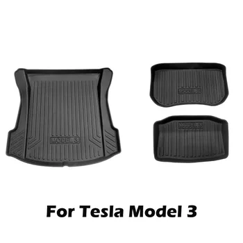 Už Tesla model 3 gumos TPE visiškai apsuptas pėdos padas grindų kilimėlis automobilių perkrovimo mygtukai priekyje ir gale talpinimo apsaugos padas