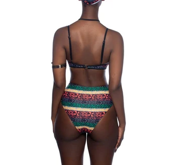Užtrauktuku Didelis Juosmens Bikini Komplektas 2019 Afrikos Spausdinti Dviejų Vienetų Seksualus Maudymosi Kostiumėliai Moterims, Push Up Maudymosi Kostiumėlį, Dryžuotas Maudymosi Kostiumas Biquinis