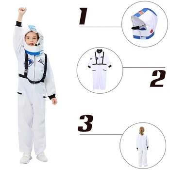 Vaikai Balta Astronautas Jumpsuit Berniukų, Mergaičių Astronautų Kostiumas Vaikams Helovyno Cosplay Vaikų Pilotas Karnavalas Šalies Išgalvotas Rinkinys