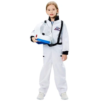 Vaikai Balta Astronautas Jumpsuit Berniukų, Mergaičių Astronautų Kostiumas Vaikams Helovyno Cosplay Vaikų Pilotas Karnavalas Šalies Išgalvotas Rinkinys