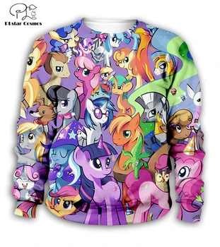Vaikai Drabužių rinkinį, Pavasarį, Rudenį Mano mažai Animacinių filmų anime arklių koliažas spalvinga palaidinukė 3d spausdinimo Mergaičių Paltai Berniukams, Vaikams, kombinezonas