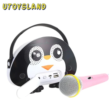 Vaikai Portable Bluetooth Speaker Belaidžio Soundbar Karaoke Mašina, Mikrofonas, Interaktyvus Žaislas Dovana Vaikams-Juoda Balta