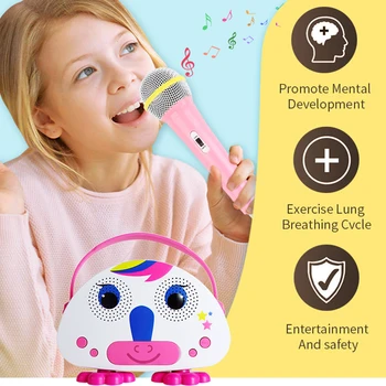 Vaikai Portable Bluetooth Speaker Belaidžio Soundbar Karaoke Mašina, Mikrofonas, Interaktyvus Žaislas Dovana Vaikams-Juoda Balta