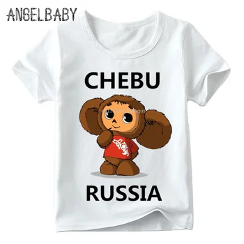 Vaikai rusijos Animacinių filmų Cheburashka Spausdinti Juokingi marškinėliai Kūdikių Berniukų/Mergaičių Vasaros Chebu Rusijos Viršūnių Vaikams Laisvalaikio Drabužiai