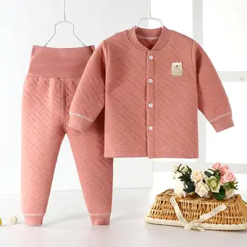 Vaikai Šilumos Tiktų Žiemos Tirštėti Šiltų Drabužių, Kombinezonas Kūdikių Berniukų Medvilnės Megztinis Apatiniai Merginų Aukšto Juosmens Sleepwear Suit0-4Y