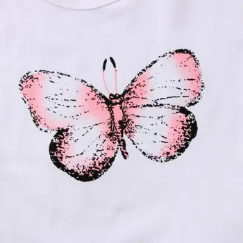 Vaikams Kūdikių Mergaitėms trumpomis Rankovėmis T-shirt + Gėlėti Sijonai 2vnt Komplektas Drugelis Vaikiška Apranga, Drabužiai