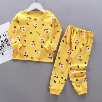 Vaikams Kūdikių Sleepsuit Pižama Ilgomis Rankovėmis Marškinėlius Rinkiniai Mielas Animacinių Filmų Atsitiktinis Sleepwear Mažai Berniukų Pižama Rinkiniai Medvilnės Pjs