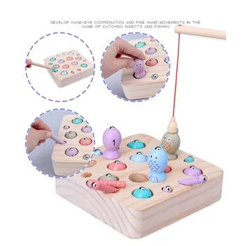 Vaikams, Mediniai Žaislai, Magnetinio Žvejybos Žaislų Rinkinys vaikiškas žaislas medinis žvejybos žaislas 3D Žuvies Kūdikiui Vaikams mokomieji Žaislai Vaikams
