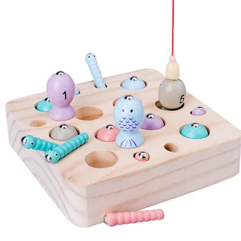 Vaikams, Mediniai Žaislai, Magnetinio Žvejybos Žaislų Rinkinys vaikiškas žaislas medinis žvejybos žaislas 3D Žuvies Kūdikiui Vaikams mokomieji Žaislai Vaikams