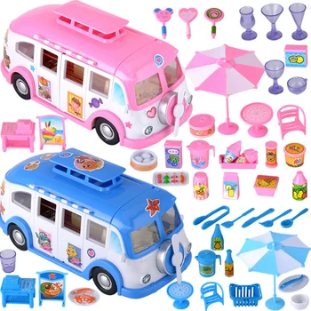 Vaikams Mielas Mini Turistinių Automobilių Modeliavimo Plastikinė Rožinė Ratų Transporto priemonės Lėlių Baldų, Aksesuarų Barbie Apsimesti Žaisti Žaislas