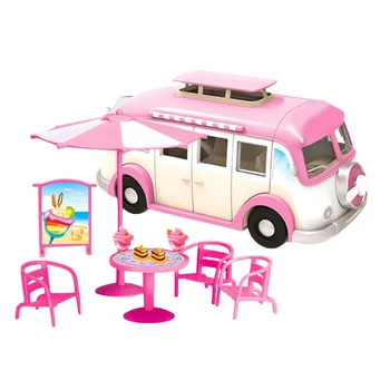 Vaikams Mielas Mini Turistinių Automobilių Modeliavimo Plastikinė Rožinė Ratų Transporto priemonės Lėlių Baldų, Aksesuarų Barbie Apsimesti Žaisti Žaislas