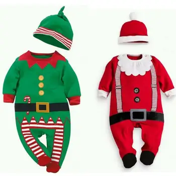 Vaikas Kalėdų Cosplay Kostiumų Santa Claus Ir Kalėdų Elf Cosplay Rompers Skrybėlę Nustatyti Mielas Kūdikis Kostiumas Helovinas Kalėdų Disguisement
