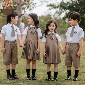 Vaikas korėjos, Japonijos mokyklinę Uniformą už Mergaitės Berniukai Balti Marškiniai, Kostiumas, Švarkas Kailis Suspender Suknelė, Šortai, Drabužiai Nustatyti Studentų Apranga