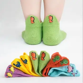 Vaikiškos kojinės didmeninė vaikams kojinės pavasarį ir vasarą dinozaurų siuvinėjimo valtis berniukų, mergaičių tinklelio kojinės 5pairs pack