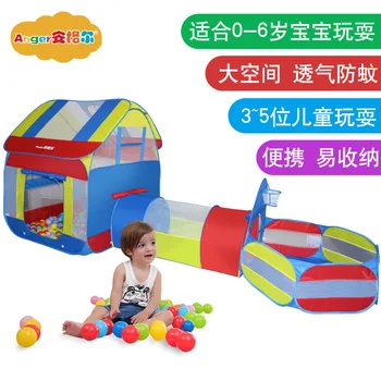 Vaikų 3-in-1 telšių žaisti namuose su tunelio palapinė mėlyna didelis namas vandenyno ball pool patalpų žaisti palapinę gali tilpti 3-5 žmonės