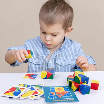 Vaikų Kubo Erdvę Galvoju, Statyba Blokai, Mediena Žvalgybos Mokymo Loginiu Mąstymu Geometrijos Ikimokyklinio žaislas Vaikas Dovanos