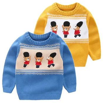 Vaikų megztinis berniukui apvalios kaklo mezgimo animacinių filmų megztinis