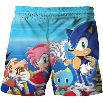 Vaikų mėgstamiausių animacinių filmų Sonic smėlio 3D paplūdimio šortai, karšto pardavimo prekės vasarą, madingi jaunimo laisvalaikio hip-hop šortai