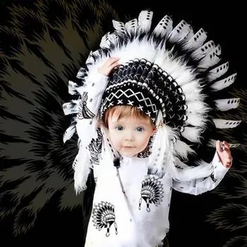 Vaikų Šalis Gimtoji Amerikos Indėnų Plunksnų Šukuosena Skrybėlę Fotografijos Prop