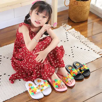 Vaikų Šlepetės Vasaros Mielas Gėlių Batai, PVC merginos Atsitiktinis Mados Sandalai Vonios kambarys Namo Butai vaikams Skaidres Komfortą Naujas 2021