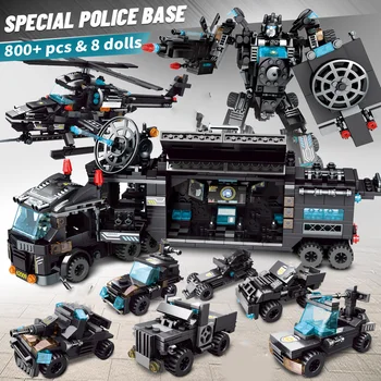 Vaikų Žaislai Statybinių Blokų Transformacijos Robotas Miesto Policijos Žaislus Blokus Berniukai Švietimo Sunkvežimių Blokai Transporto Priemonės Orlaivių Plytos