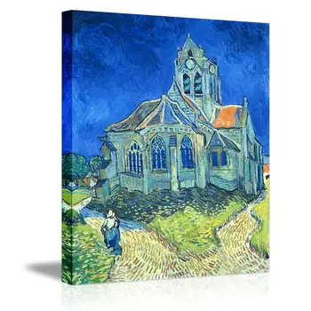 Van Gogh Orville Bažnyčios Tuopos Sienos Meno Tapybos Drobės Namų Puošybai, Miegamojo Kambarį Kraštovaizdžio Tapyba, Kaligrafija