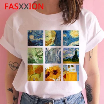 Van Gogh t-shirt moterų plius dydis harajuku kawaii japonijos spausdinti drabužius vasarą viršuje grafinis tees moterų harajuku kawaii