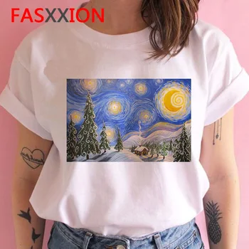Van Gogh t-shirt moterų plius dydis harajuku kawaii japonijos spausdinti drabužius vasarą viršuje grafinis tees moterų harajuku kawaii