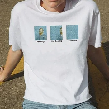 Van Gogh Van Goghing Van Dingo Meme Juokinga, T-Marškinėliai, Unisex Hipsters Grafinis Tees Moterų Mielas Atspausdinta Tee Moteris Marškinėliai