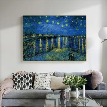 Van Gogh-Žvaigždėtą Naktį Saulėgrąžų Aliejaus Tapybos Drobė Menas Spausdinti Plakato Namo Sienos Nuotrauka Plakatas Sienos, Namų Dekoro Kambarį