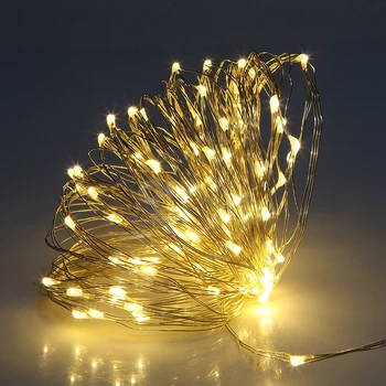 Vario Viela, LED String Žibintai 5M/10M Lauko Kalėdų Pasakų Žibintai Šiltai Balta Žvaigždžių Šviesos + nuotolinis +Maitinimo Adapteris