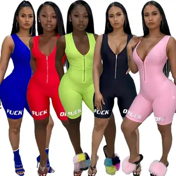 Vartotojo informavimas Jumpsuits 2019 M. Vasarą, be Rankovių su V-kaklo Bodycon Rompers Moterų Jumpsuit Briaunoti Playsuit Atsitiktinis Streetwear spalvų
