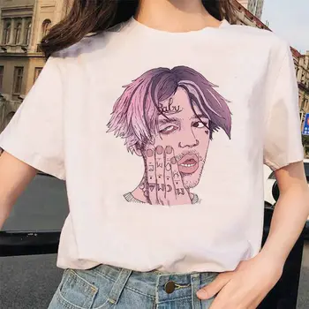 Vasaros Harajukul Juokinga Streetwear Viršuje Tee Moterų Top Trumpas Drabužius Moterims T-shirt Grafikos Lil Peep Harajuku Hip-hop ' o T-shirt