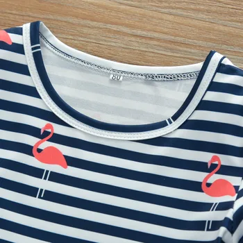 Vasaros Laisvalaikio Stiliaus Kūdikių Mergaičių Bamblys Vaikams, Kūdikių Mergaitės Flamingo Spausdinti Dryžuotas Princesė Dress Sundress Komplektus Drabužių
