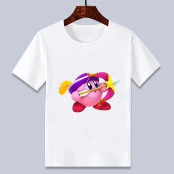 Vasaros marškinėliai Mielas animacinių filmų žvaigždė Kirby spausdinti marškinėliai Balti trumpomis Rankovėmis Minkštas marškinėliai Vaikams 4 6 8 10 12 T