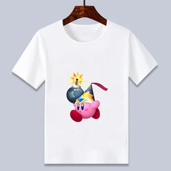 Vasaros marškinėliai Mielas animacinių filmų žvaigždė Kirby spausdinti marškinėliai Balti trumpomis Rankovėmis Minkštas marškinėliai Vaikams 4 6 8 10 12 T