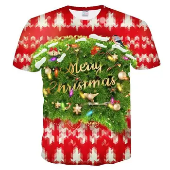 Vasaros marškinėliai Naują Kalėdų 3d Spausdinimo vyriški marškinėliai Atsitiktinis Apsidraudimo Vaikų Sniego Trumpas Rankovės
