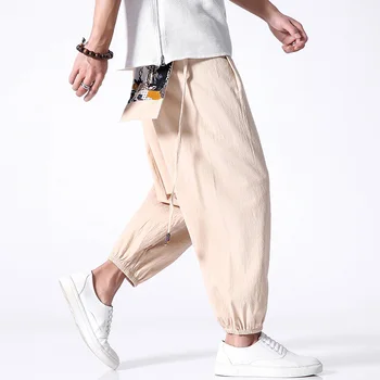 Vasaros Medvilnės Poilsiu Haremas Ziajać Vyrų Hip-hop Kvėpuojantis Japonijos Streetwear Tiesios Kelnės Vyriškos Mados Fitneso Atsitiktinis Kelnės