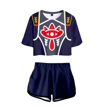 Vasaros Moterų Nustato Legend of Zelda 3D Atspausdintas Prakaito Moterų Kostiumai sportiniai Kostiumai Dviejų dalių Apranga Top + Shorts 