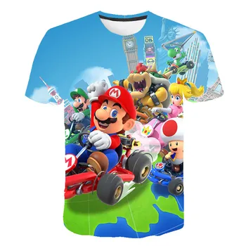 Vasaros Naujus vaikų Harajuku stiliaus Klasikiniai žaidimai, Super Mario marškinėliai Vaikams Mario Bros 3D print t-shirts Juokingas Animacinių filmų marškinėlius viršūnės